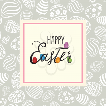 Happy Easter greeting card. Spring holiday decorative bakground with Easter eggs