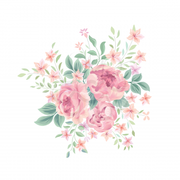 Floral background. Flower rose bouquet isolated. Flourish spring floral greeting card design