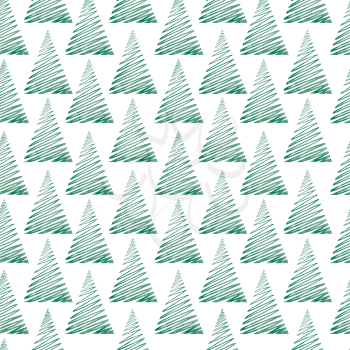 Christmas greeting seamless pattern. Winter holiday background with christmas tree.