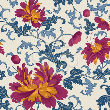 Floral pattern. Flower seamless background. Flourish ornamental garden wallpaper