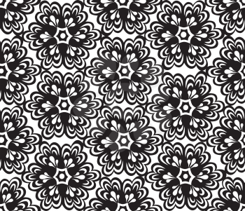 Floral oriental seamless ornament. Ornamental tile pattern with flower bloom in traditional eastern asian style