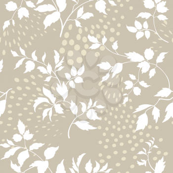 Floral seamless pattern. Branch with leaves ornament. Flourish nature garden textured background