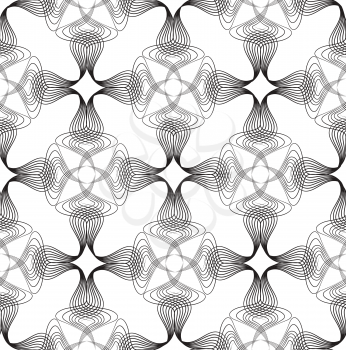 Abstract floral arabesque seamless pattern. Arabic line ornament with geometric shapes.