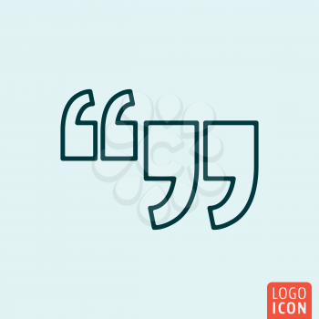Comma quote Icon logo line flat design. Vector illustration.