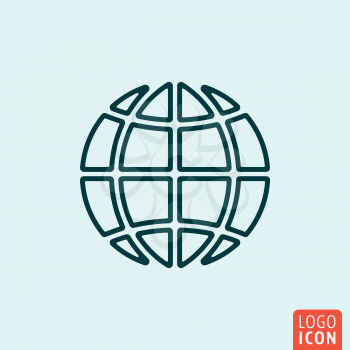 Globe Icon logo line flat design. Vector illustration.