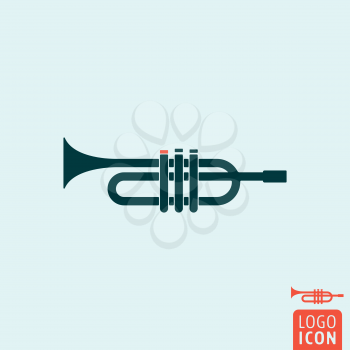 Trumpet icon. Trumpet logo. Trumpet symbol. Signal horn icon isolated, minimal design. Vector illustration