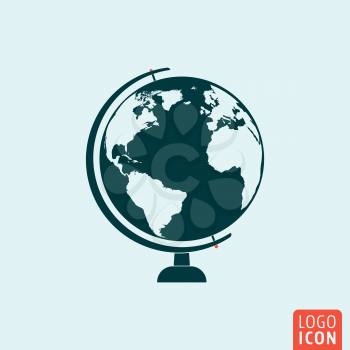 Globe icon. Globe logo. Globe symbol. Globe on stand icon isolated, minimal design. Vector illustration
