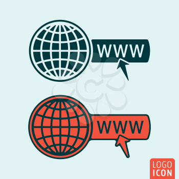 Website icon. Website logo. Website symbol. Globe with cursor icon isolated, minimal design. Vector illustration