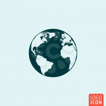 Globe earth icon. Globe earth icon. Globe earth logo. Globe earth symbol. Globe earth image. Globe isolated icon minimal design. Vector illustration.