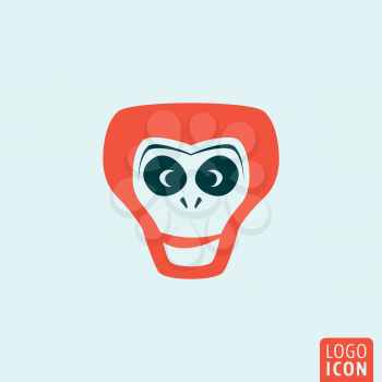 Monkey icon. Monkey logo. Monkey symbol. Fire monkey icon isolated. Fire monkey symbol of the 2016 year. Fire monkey head icon minimal design. Vector illustration.