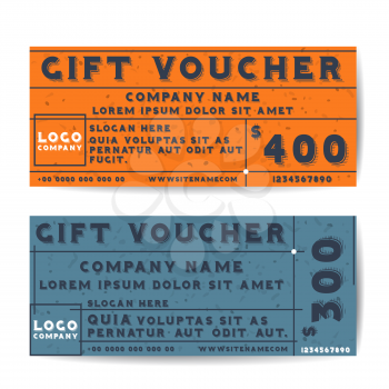 Gift Voucher Template. Flyer Simple Design Layout. Vector Illustration.