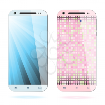 Smartphone with screen saver, isolated on white background. Realistic design. Vector illustration.