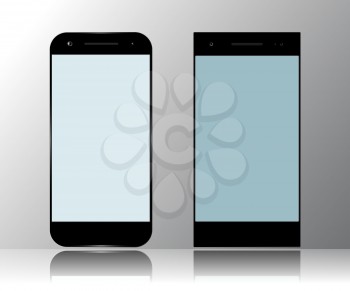 Smartphone Isolated. Mockup Design Mobile Phone. Two Smart Phone. Vector Illustration.