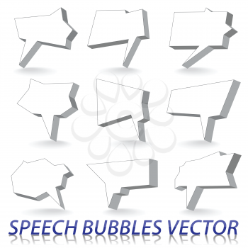 Set of 3d speech bubbles. Two colored vector image