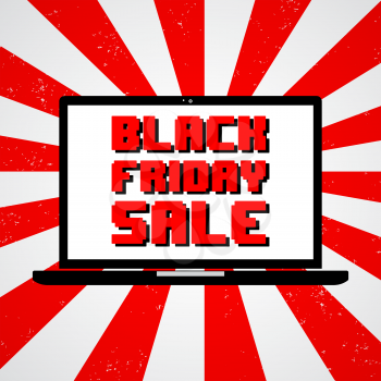 Black Friday Sale. Black laptop. Vector illustration