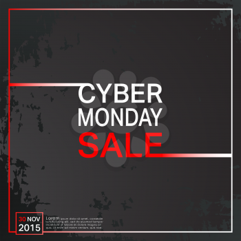 Cyber Monday sale poster. Grunge background. Vector illustration