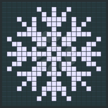 Snowflake old video game style. Brick game elements. Vector illustration.