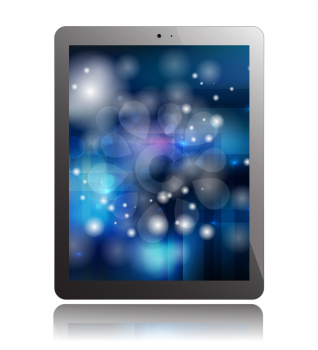 Tablet PC isolated with screen saver on white background. Display computer pad. Vector illustration.