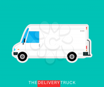 White delivery truck isolated. Delivery van. Service vehicle bus. Commercial delivery cargo truck. Vector illustration