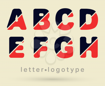 Alphabet font template. Set of letters A - B - C - D - E - F - G - H logo or icon. Vector illustration.