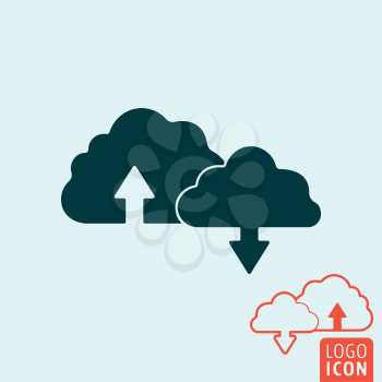 Cloud icon. Cloud symbol. Download and upload icon isolated. Vector illustration