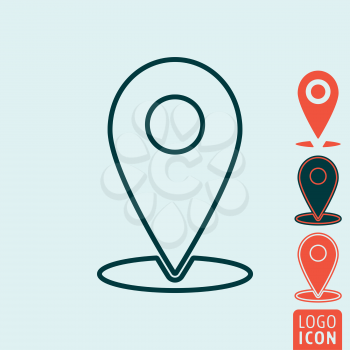 Marker location icon. Marker location symbol. Map pin icon isolated. Vector illustration