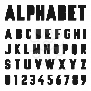 Alphabet font template. Letters and numbers. Vector illustration