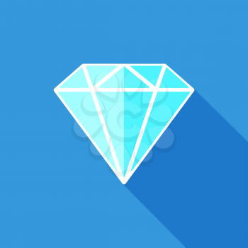 Diamond flat icon. Precious stone symbol. Vector illustration