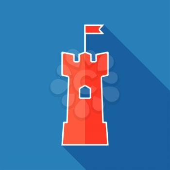 Tower flat icon. Castle tower symbol. Vector illustration
