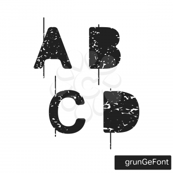 Alphabet grunge font template. Set of letters A, B, C, D logo or icon. Vector illustration.