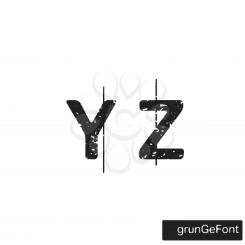 Alphabet grunge font template. Set of letters Y, Z logo or icon. Vector illustration.