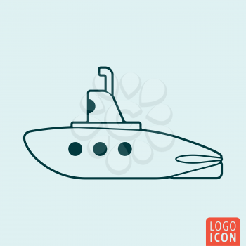 Submarine icon isolated. Outline submarine with periscope symbol. Vector illustration