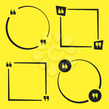 Set of empty quote square. Quotation mark or speech bubbles. Vector illustration