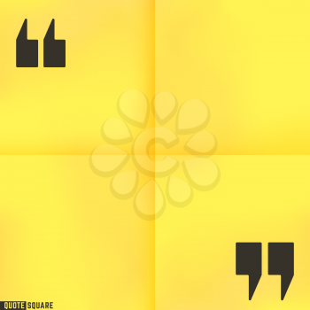 Blank quote square. Text box template. Yellow stick note design. Vector illustration.