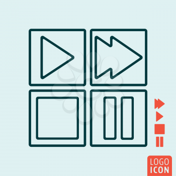 Play, stop, forward and pause button icon. Media controls symbol. Vector illustration