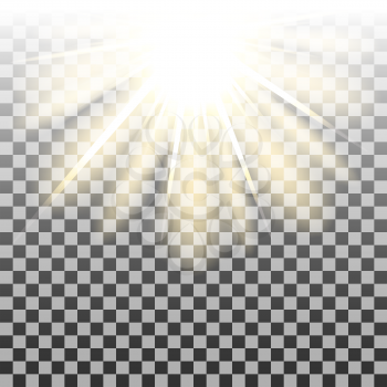 Sun rays or beams on transparent background. Vector illustration.