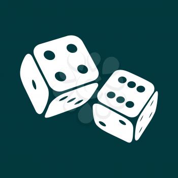 Dice icon. Two game dices, casino symbol minimal design. Vector illustration