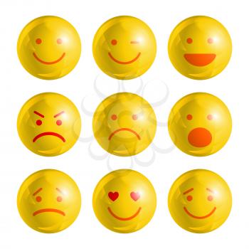 Emoticons isolated on white background. Emoji set. Vector illustration.