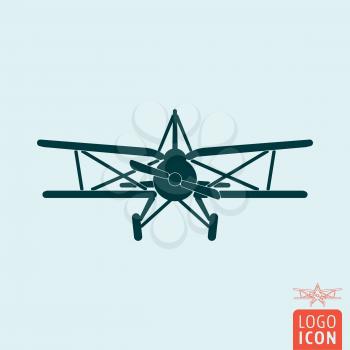 Plane. Retro biplane. Old airplane icon Vector illustration