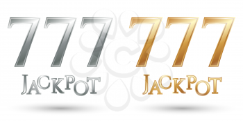 Triple numbers seven. Casino 777. Lucky sevens jackpot. Vector illustration