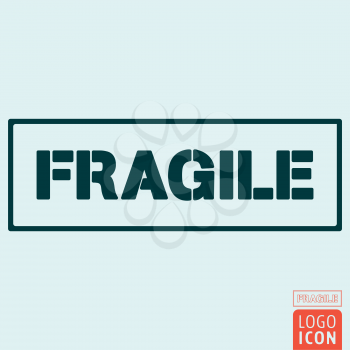 Fragile package handling label. Handle with care symbol. Vector illustration.