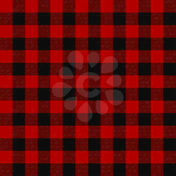Lumberjack plaid pattern. Alternating red and black squares seamless background. Vector illustration.
