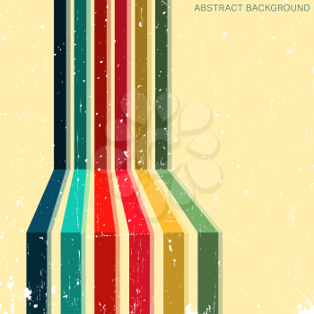 Vintage background with colored stripes. Abstract geometric pattern. Vector illustration.