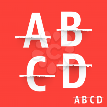 Alphabet font template. Set of letters A, B, C, D logo or icon. Vector illustration.