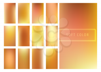 Set of soft golden gradients background for mobile screen, smartphone app. Vector illustration.