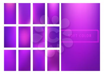 Set of soft purple gradients background for mobile screen, smartphone app. Vector illustration.