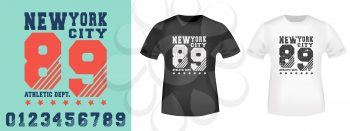 New York city t shirt print stamp. Textured design for printing products, badge, applique, t-shirt stamp, clothing label, jeans and casual wear. Vector illustration.