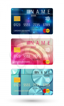 Set of credit card isolated on white background. Vector illustration.