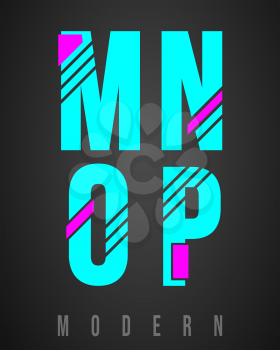 Letter font modern design. Set of letters M, N, O, P logo or icon. Vector illustration.