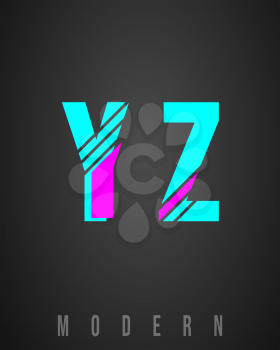 Letter font modern design. Set of letters Y, Z logo or icon. Vector illustration.